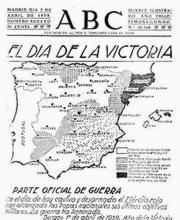 Foto 1. Objetiva portada del diario ABC, al finalizar la Guerra Civil española. 